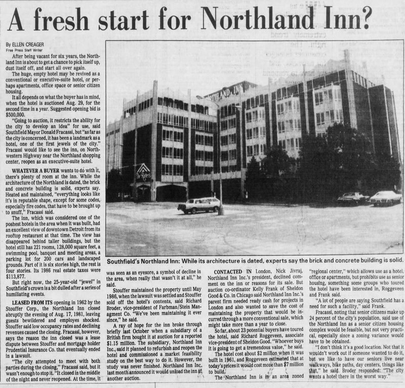 Northland Inn - DETROIT FREE PRESS SUN AUG 16 1987